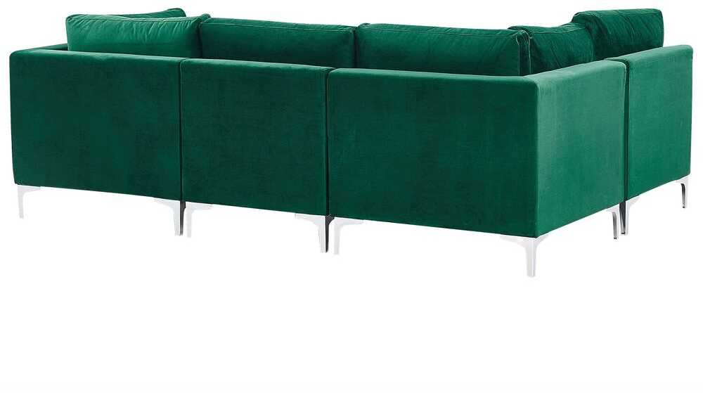 Beliani Modulinė U formos sofa 6 asmenims EVJA žalias veliūras
