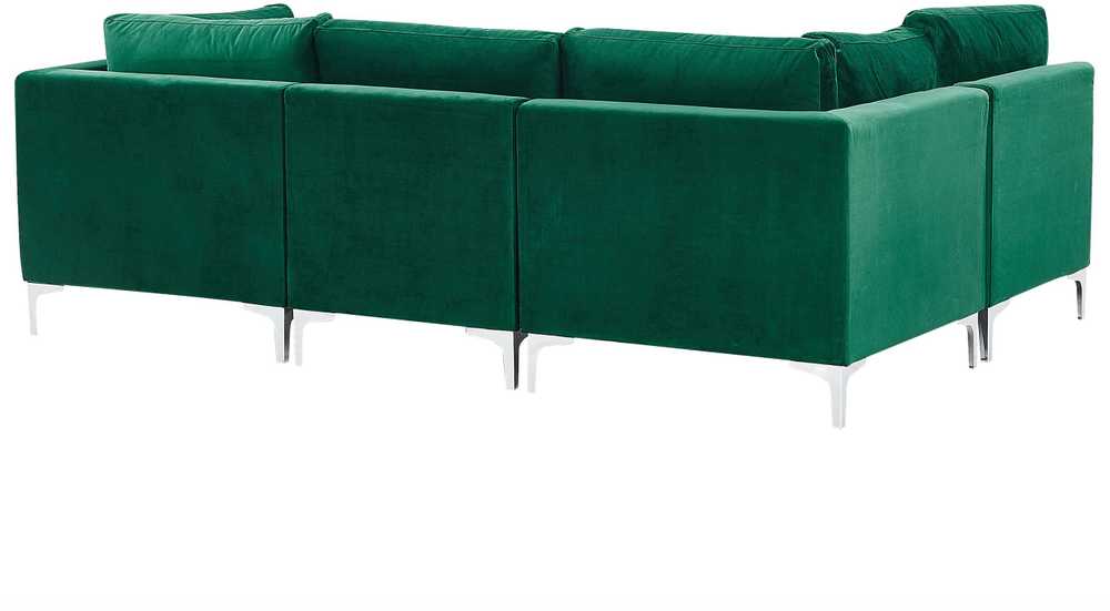 Beliani Modulinė U formos sofa 6 asmenims EVJA žalias veliūras