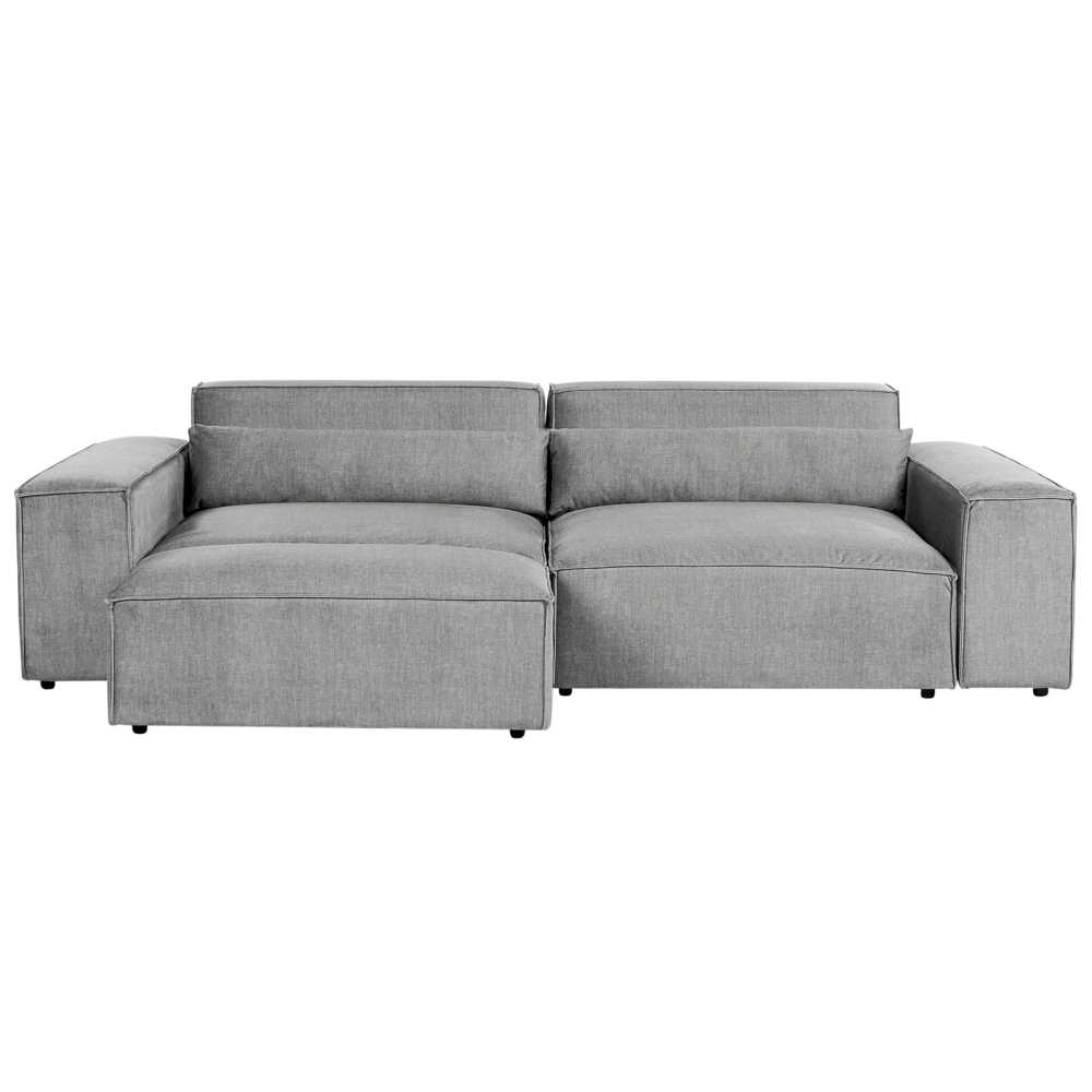 Beliani Trivietė modulinė sofa HELLNAR su otomana, pilka