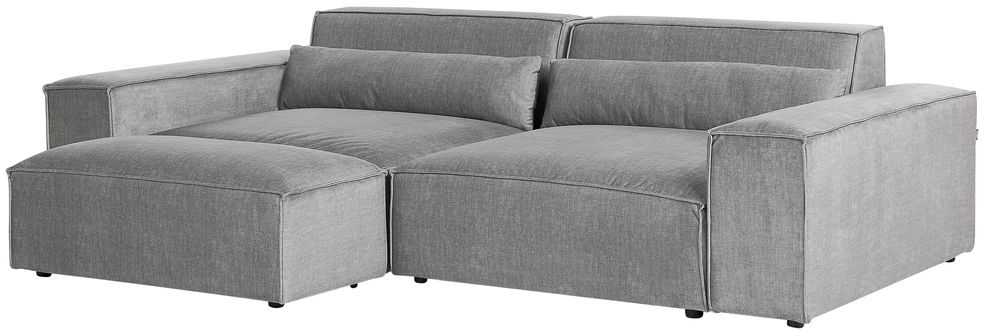 Beliani Trivietė modulinė sofa HELLNAR su otomana, pilka