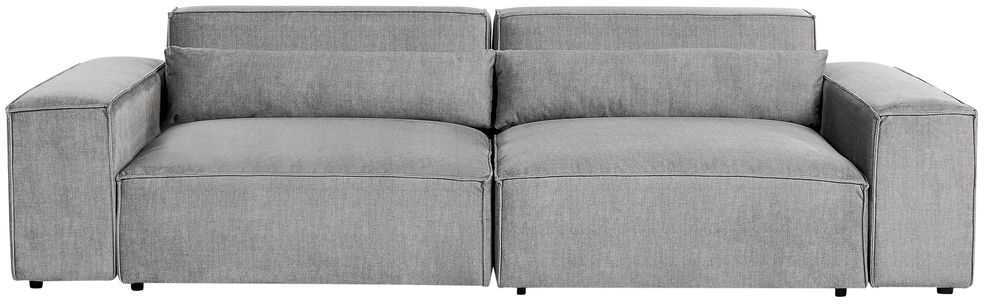 Beliani Trivietė modulinė sofa HELLNAR su otomana, pilka