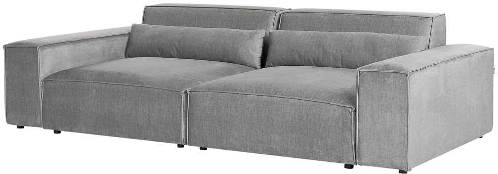 Beliani Trivietė modulinė sofa HELLNAR su otomana, pilka