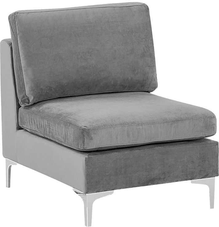 Beliani 4 vietų modulinė sofa EVJA dešininė pilka veliūrinė