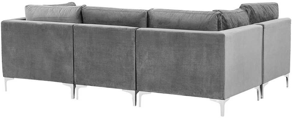 Beliani 4 vietų modulinė sofa EVJA dešininė pilka veliūrinė