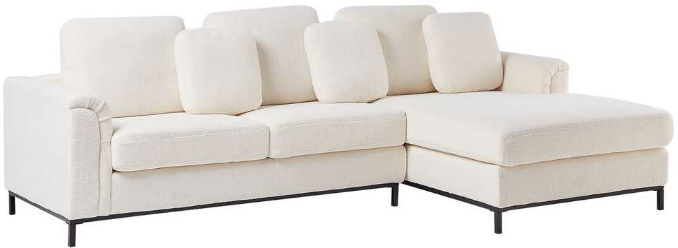 Beliani 4 vietų kampinė sofa OSLO Boucle balta kairinė