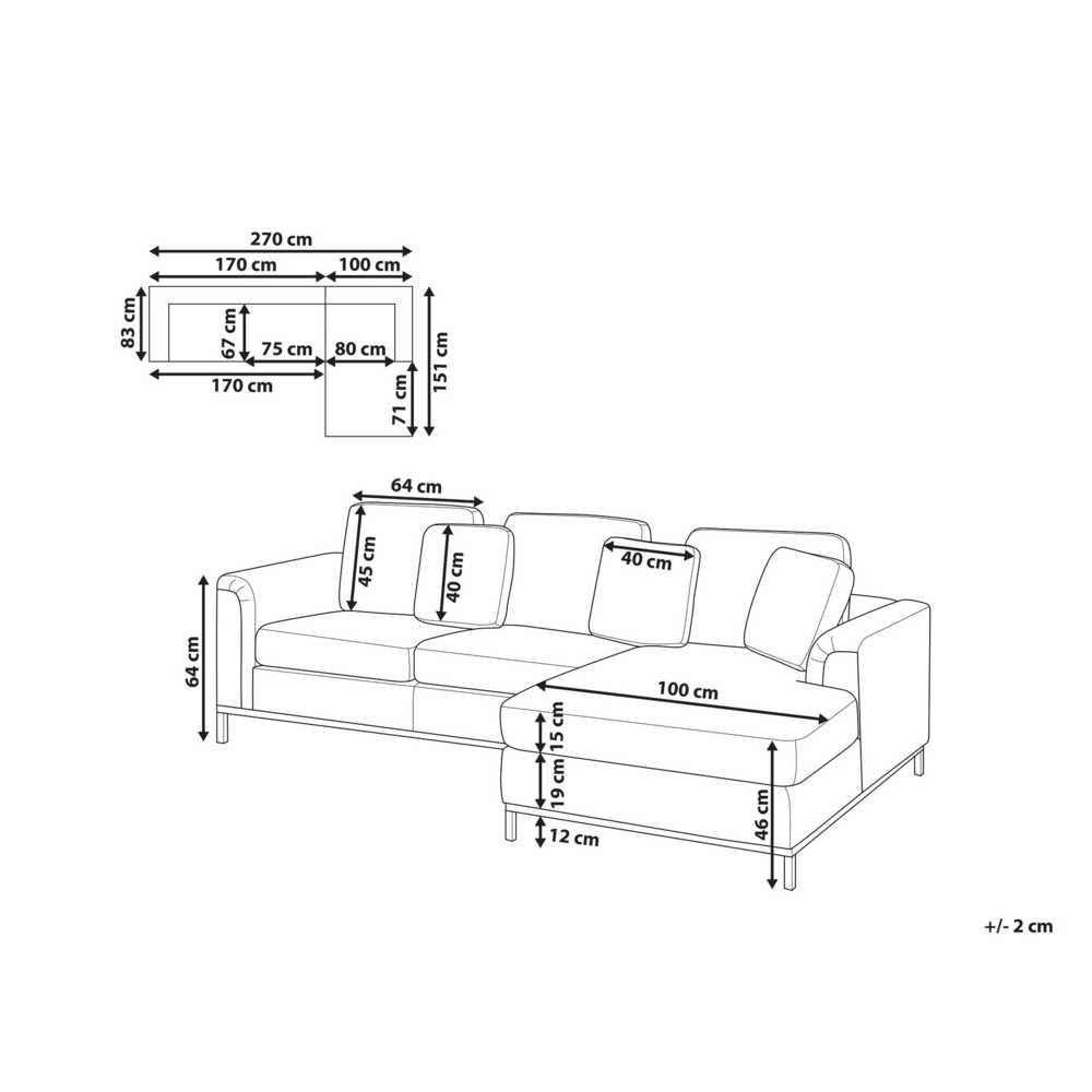 Beliani 4 vietų kampinė sofa OSLO Boucle balta kairinė
