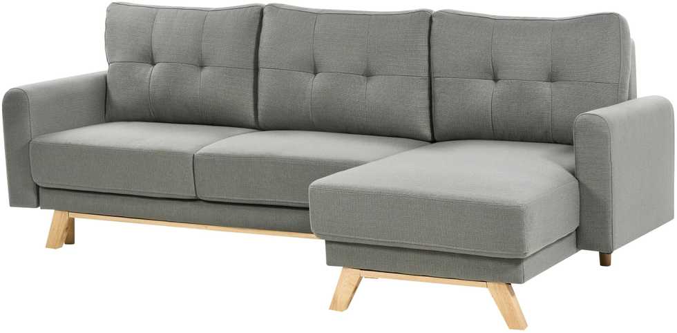 Beliani Išskleidžiama 3 vietų sofa SIRO pilkos spalvos su patalynės dėže, kairinė
