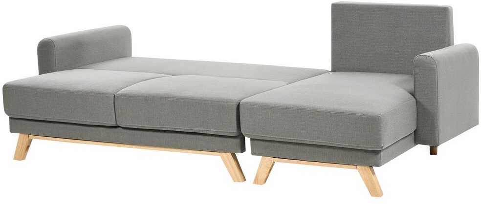 Beliani Išskleidžiama 3 vietų sofa SIRO pilkos spalvos su patalynės dėže, kairinė