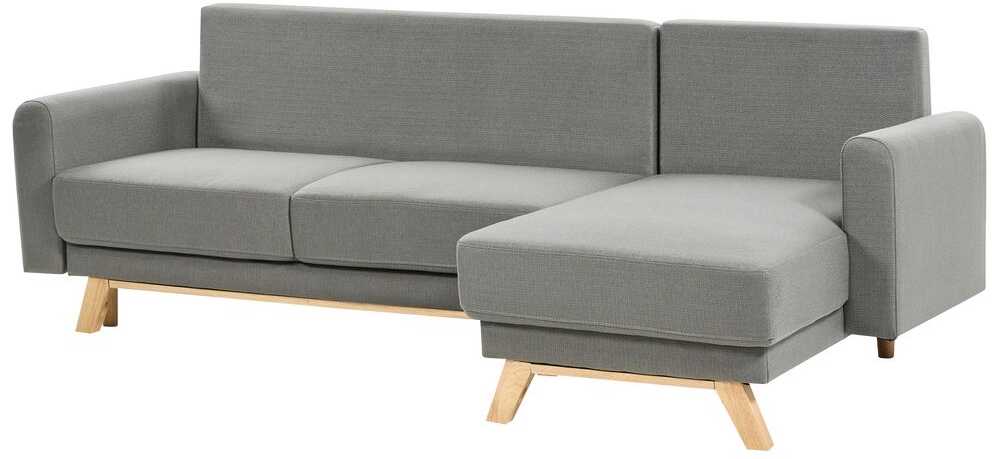 Beliani Išskleidžiama 3 vietų sofa SIRO pilkos spalvos su patalynės dėže, kairinė