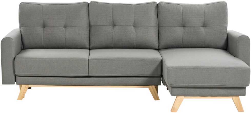 Beliani Išskleidžiama 3 vietų sofa SIRO pilkos spalvos su patalynės dėže, kairinė