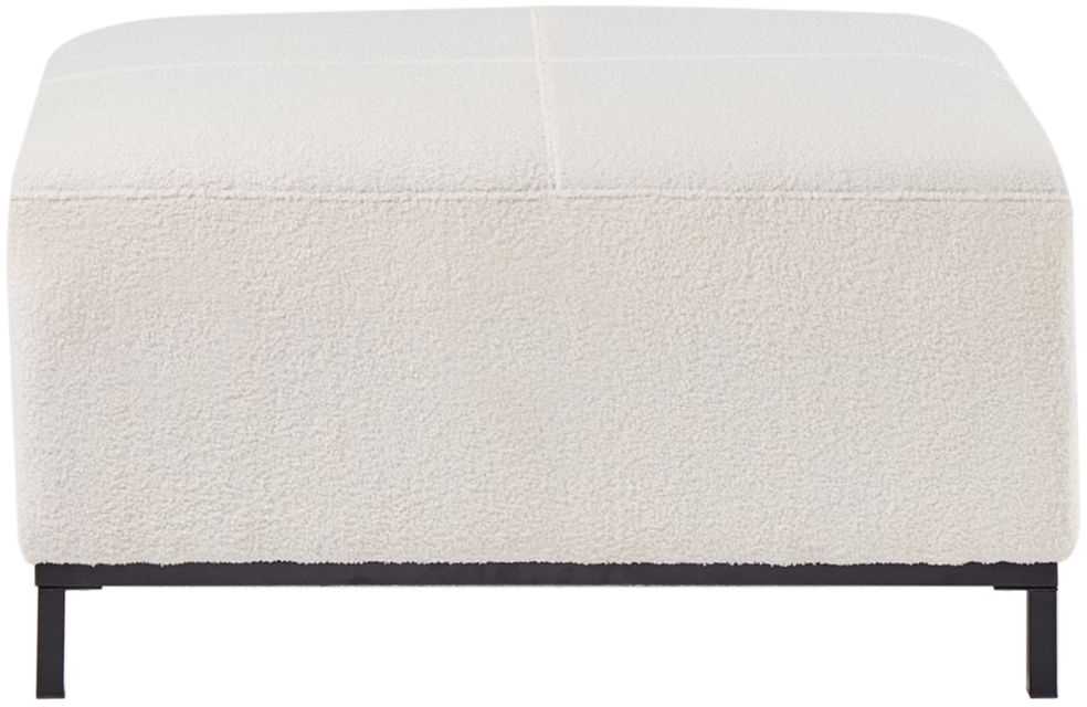 Beliani 5 vietų kampinė sofa OSLO Boucle balta su pufu, kairinė