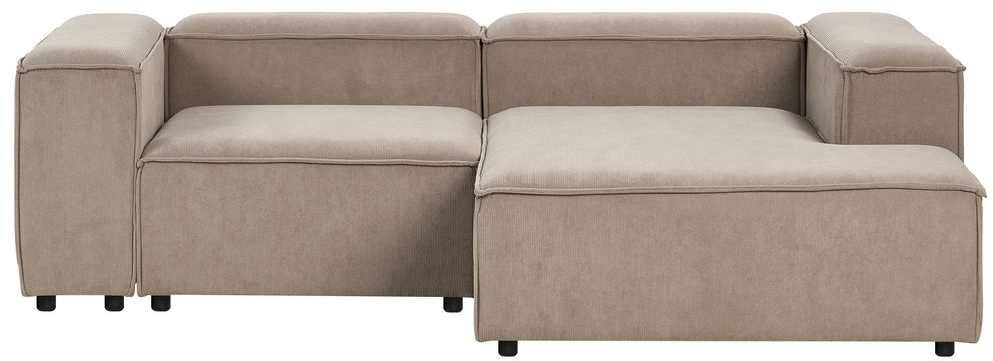 Beliani Modulinė 3 vietų kairinė sofa ARDAL šviesiai ruda su otomanu iš velveto