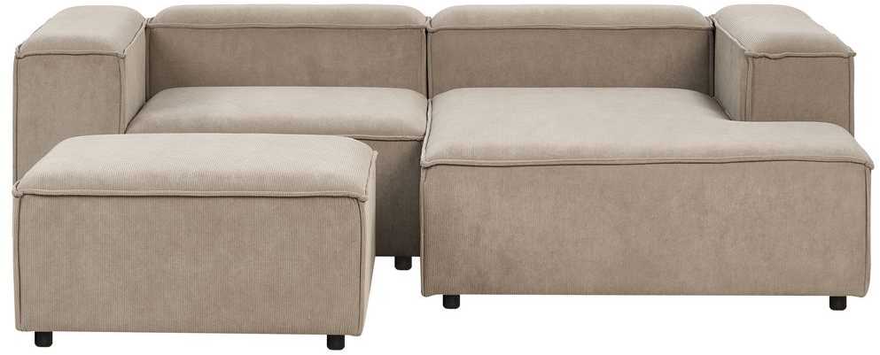 Beliani Modulinė 3 vietų kairinė sofa ARDAL šviesiai ruda su otomanu iš velveto
