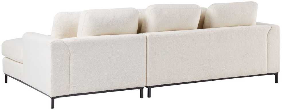 Beliani 5 vietų kampinė sofa OSLO Boucle balta su pufu, kairinė