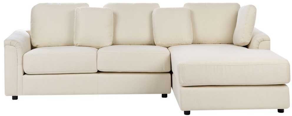 Beliani Kampinė sofa KOHLO 4 asmenims, šviesiai smėlio spalvos, su otomana, kairinė