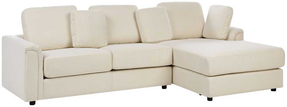 Beliani Kampinė sofa KOHLO 4 asmenims, šviesiai smėlio spalvos, su otomana, kairinė