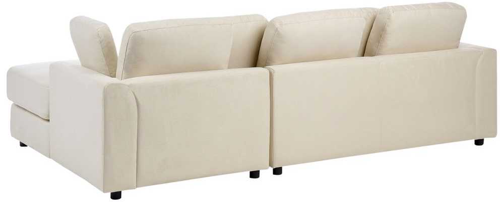 Beliani Kampinė sofa KOHLO 4 asmenims, šviesiai smėlio spalvos, su otomana, kairinė