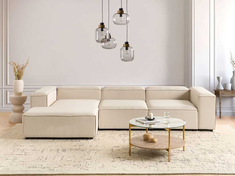 Beliani Modulinė kampinė sofa 4 asmenims ARDAL, smėlio spalvos, dešininė