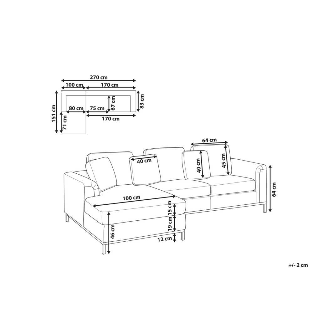 Beliani 4 vietų kampinė sofa OSLO, balta, dešininė, boucle audinys