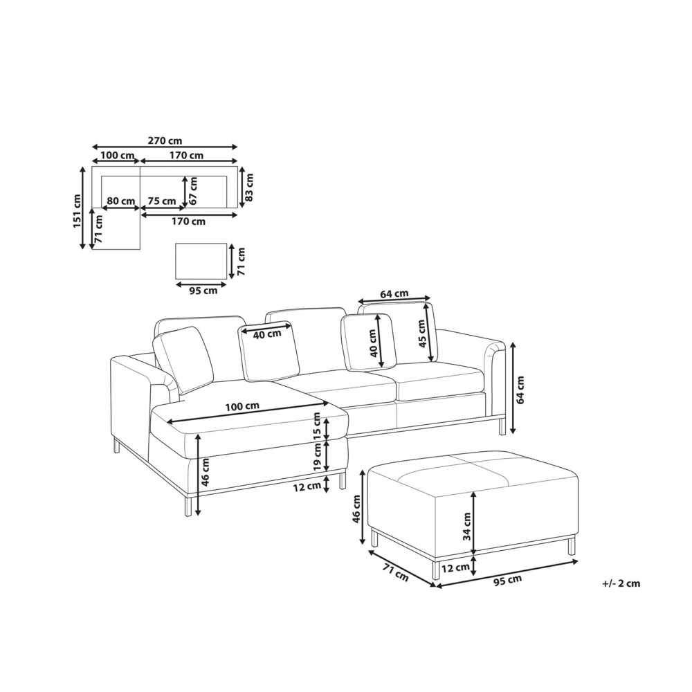 Beliani 5 vietų kampinė sofa OSLO, balta, bouclé audinys, su atrama kojoms, dešininė
