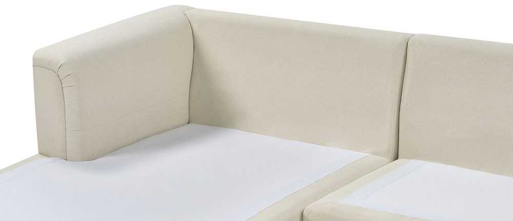 Beliani 5-vietė kampinė sofa OSLO, smėlio spalvos, su pufu, dešininė