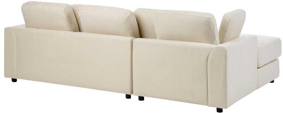 Beliani 4 vietų kampinė sofa KOHLO šviesiai smėlio spalvos su pufu dešininė