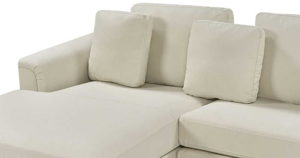Beliani 5-vietė kampinė sofa OSLO, smėlio spalvos, su pufu, dešininė