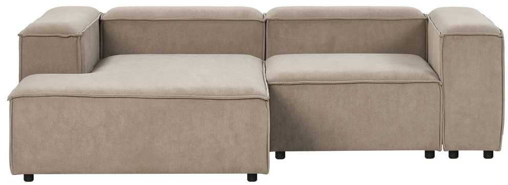 Beliani Trijų vietų modulinė kampinė sofa ARDAL dešininė, šviesiai ruda, velvetas su otomanu