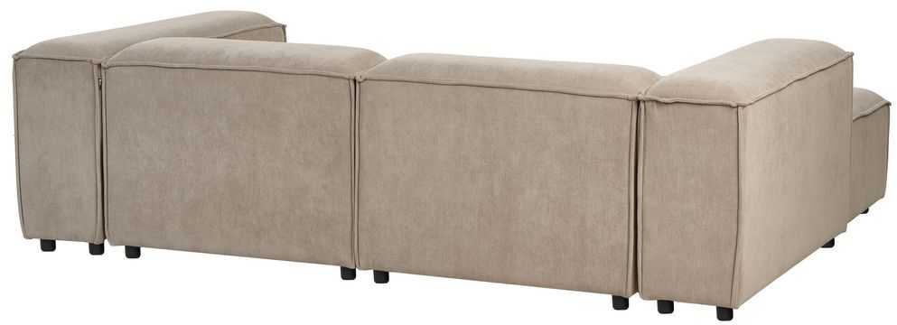 Beliani Trijų vietų modulinė kampinė sofa ARDAL dešininė, šviesiai ruda, velvetas su otomanu