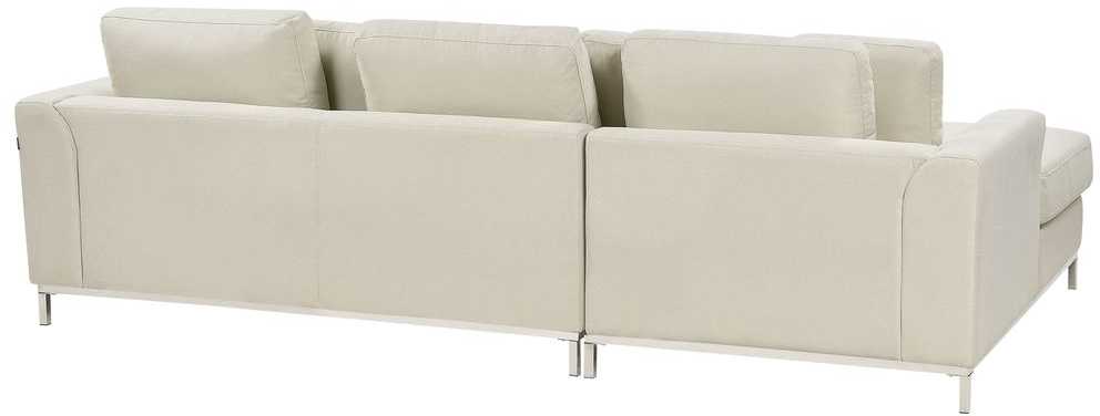 Beliani 5-vietė kampinė sofa OSLO, smėlio spalvos, su pufu, dešininė