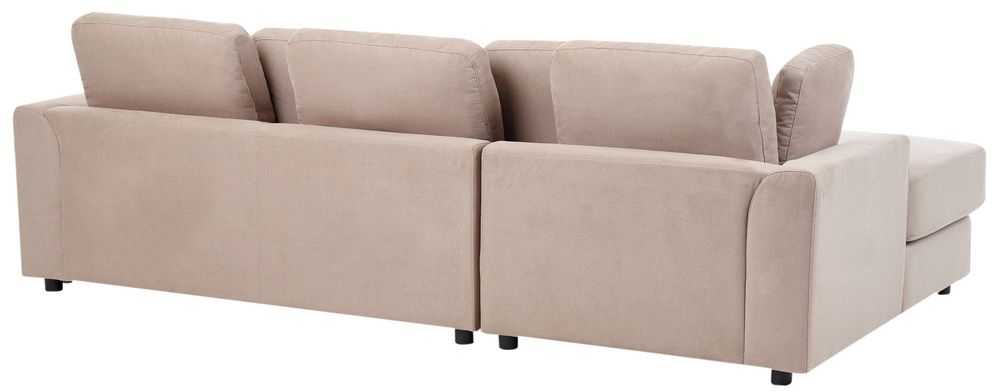 Beliani 4 vietų kampinė sofa KOHLO smėlio ir pilkos spalvos su pufas dešininė