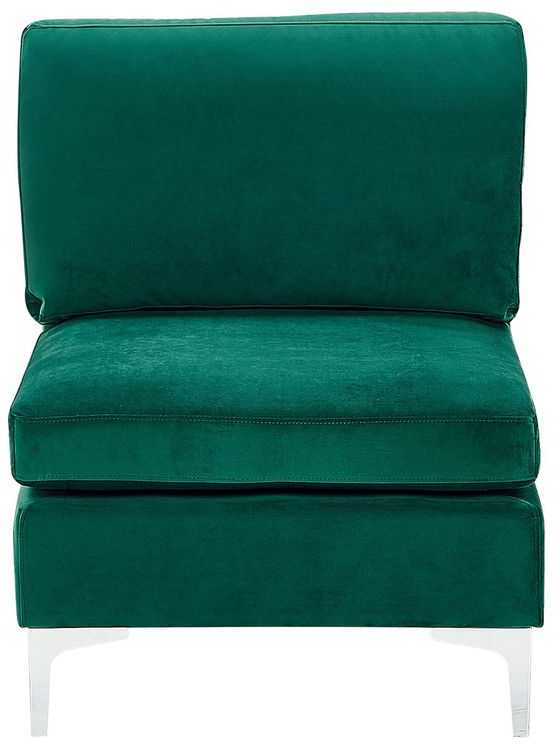 Beliani 4 vietų modulinė sofa EVJA, dešininė, žalia veliūrinė, su otomane