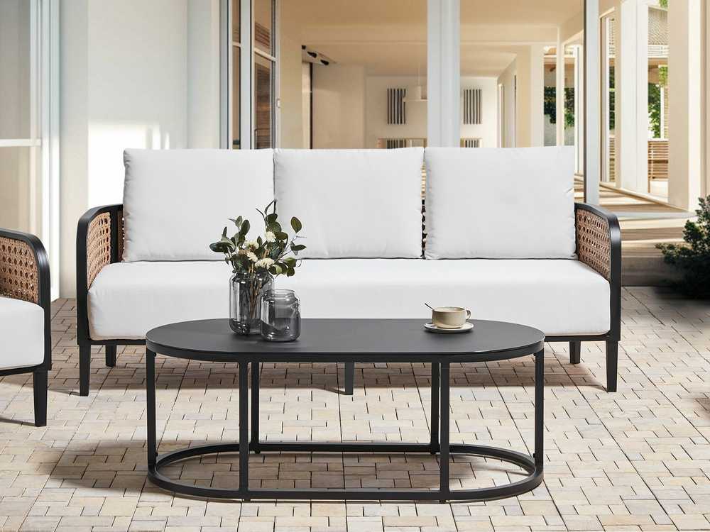 Sofa Beliani Sodo baldų komplektas su stalu 3 asmenims MONTEFALCO Metal Baltas