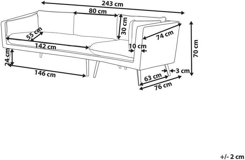 Beliani 3 vietų sodo sofa LORETELLO dešininė, smėlio spalvos