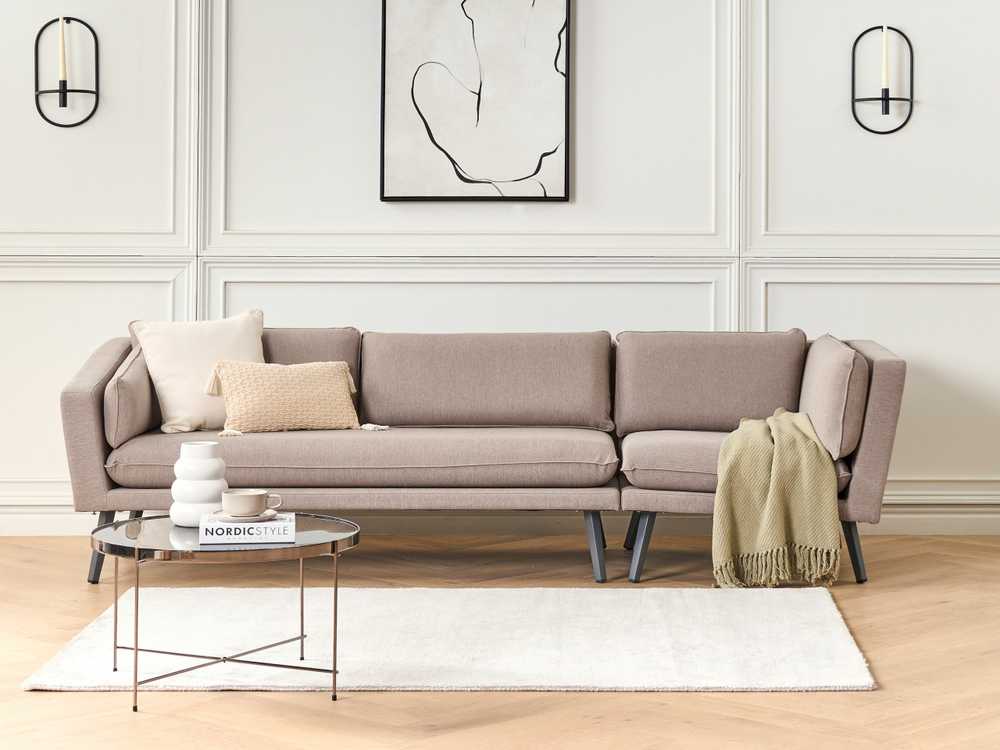 Beliani 3 vietų sodo sofa LORETELLO dešininė, smėlio spalvos