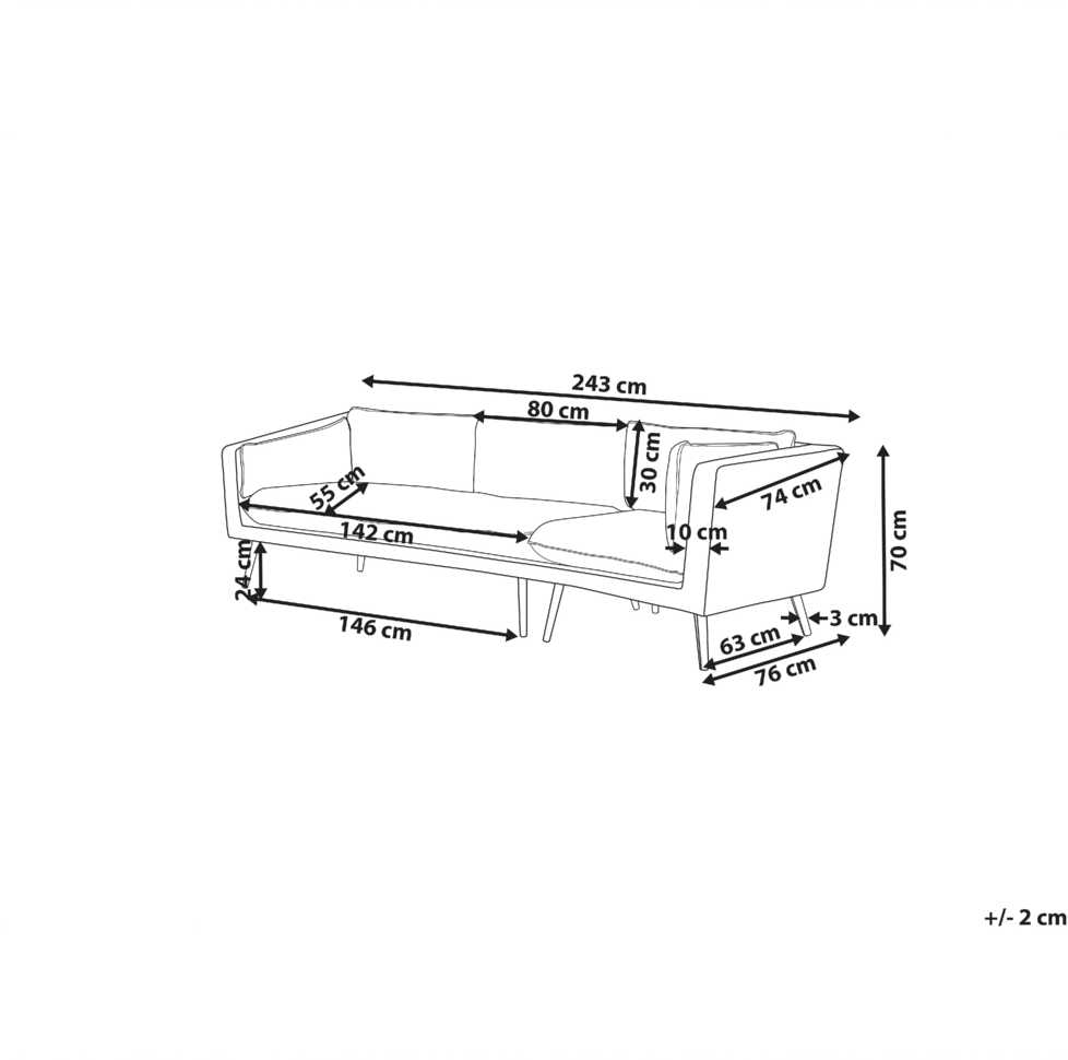 Beliani 3 vietų sodo sofa LORETELLO dešininė, smėlio spalvos