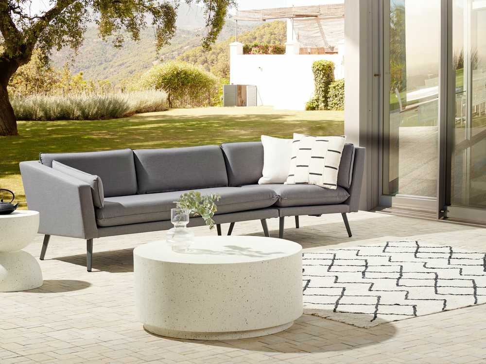Beliani Sodo sofa 3 asmenims LORETELLO dešininė pilka