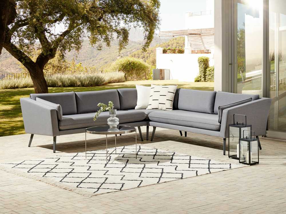 Beliani 5 vietų sodo kampinė sofa LORETELLO pilka