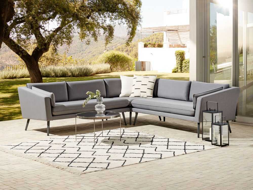 Beliani 5 vietų sodo kampinė sofa LORETELLO pilka