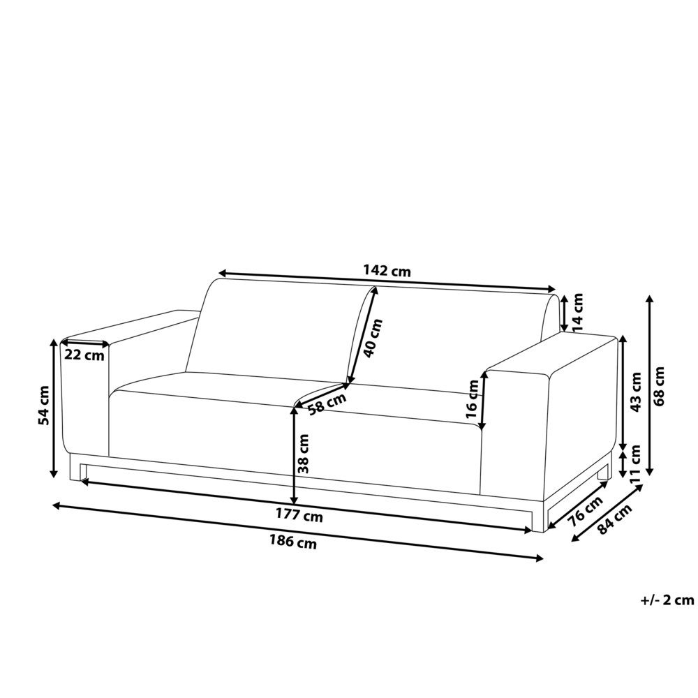 Beliani 2 vietų sodo sofa ROVIGO pilka