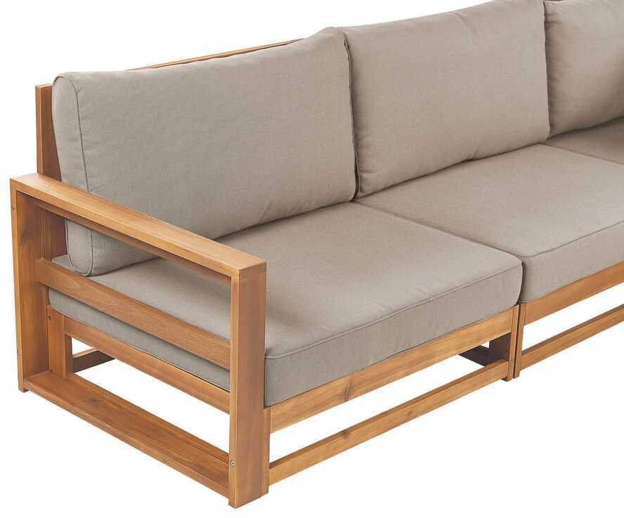 Lauko baldų komplektas Beliani Sodo sofa 3 vietų TRANI Modulinė, sertifikuota akacijos mediena, šviesiai ruda