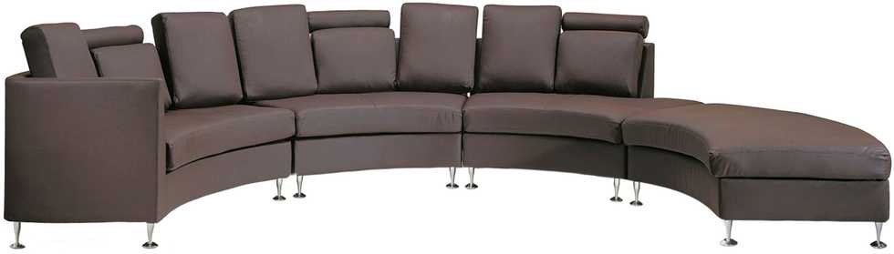 Beliani Pusapvalė 7 vietų sofa ROTUNDE Natūrali oda Ruda