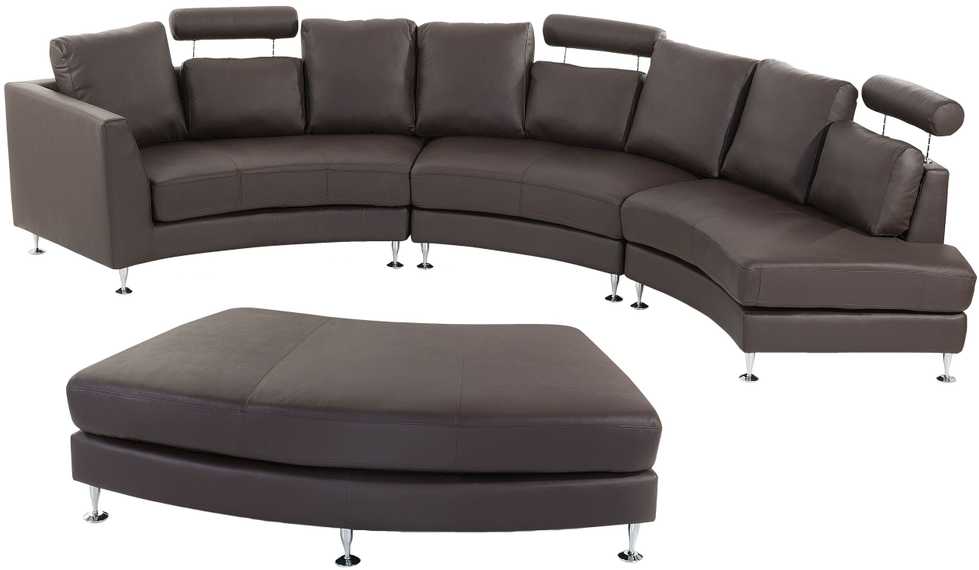 Beliani Pusapvalė 7 vietų sofa ROTUNDE Natūrali oda Ruda