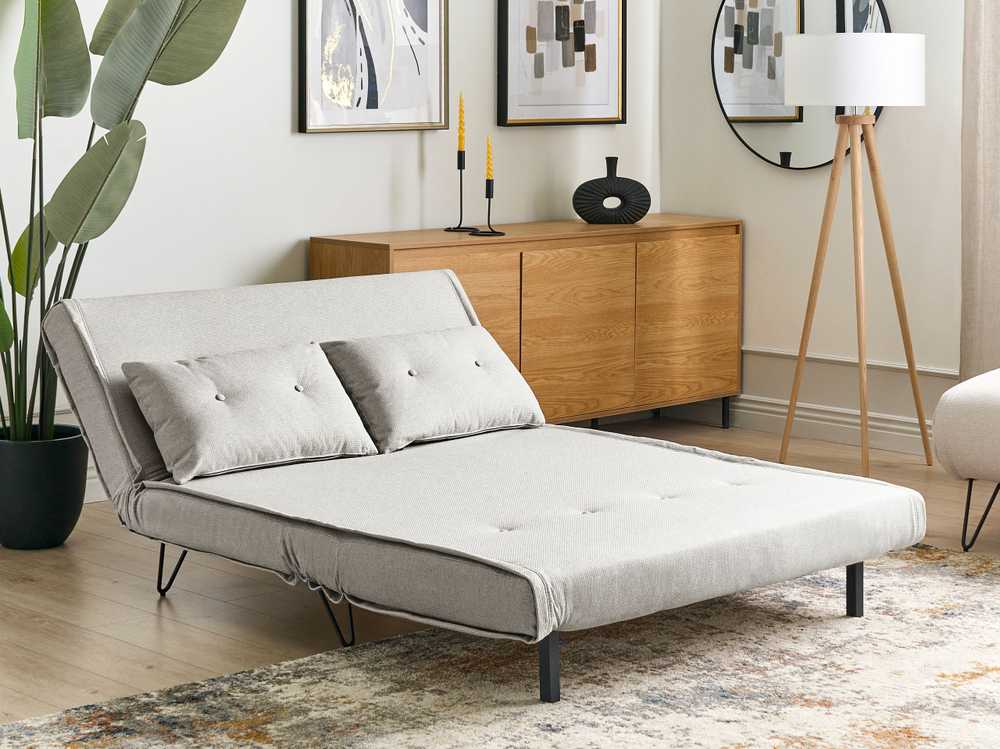Beliani Dvivietė išskleidžiama sofa VESTFOLD šviesiai pilka