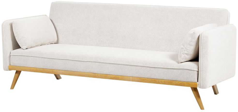 Beliani Trivietė išskleidžiama sofa ASAA, kreminė balta