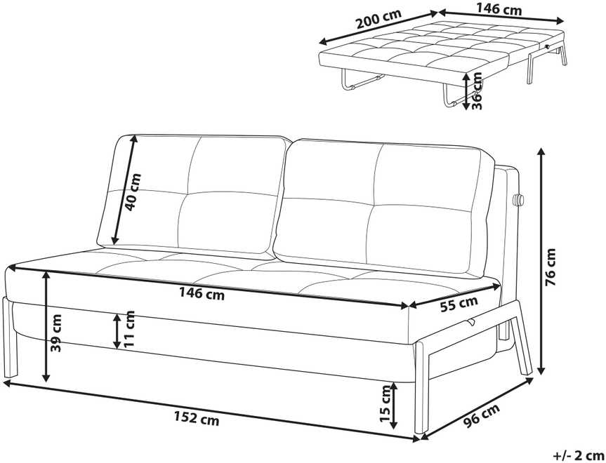 Beliani Dvivietė sofa lova EDLAND iš „Boucle“ audinio, balta