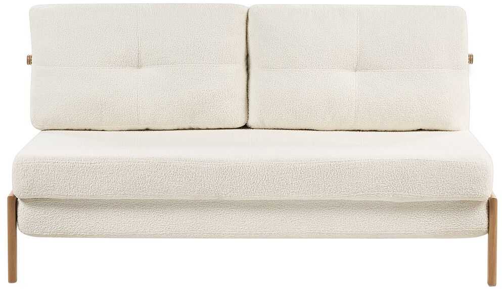 Beliani Dvivietė sofa lova EDLAND iš „Boucle“ audinio, balta