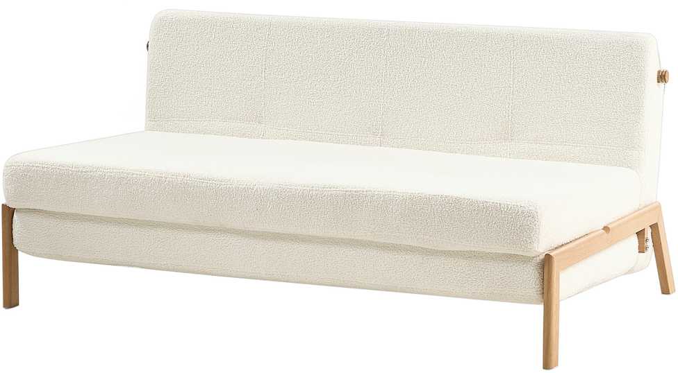 Beliani Dvivietė sofa lova EDLAND iš „Boucle“ audinio, balta