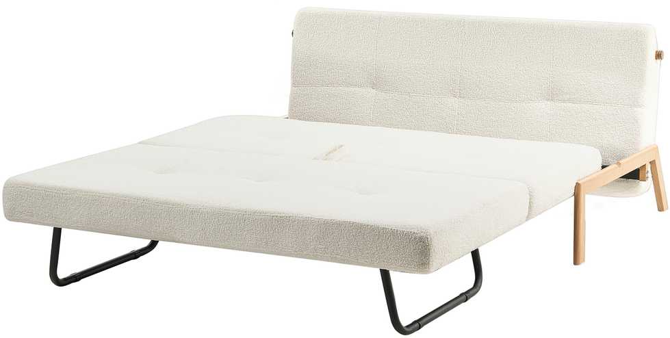 Beliani Dvivietė sofa lova EDLAND iš „Boucle“ audinio, balta