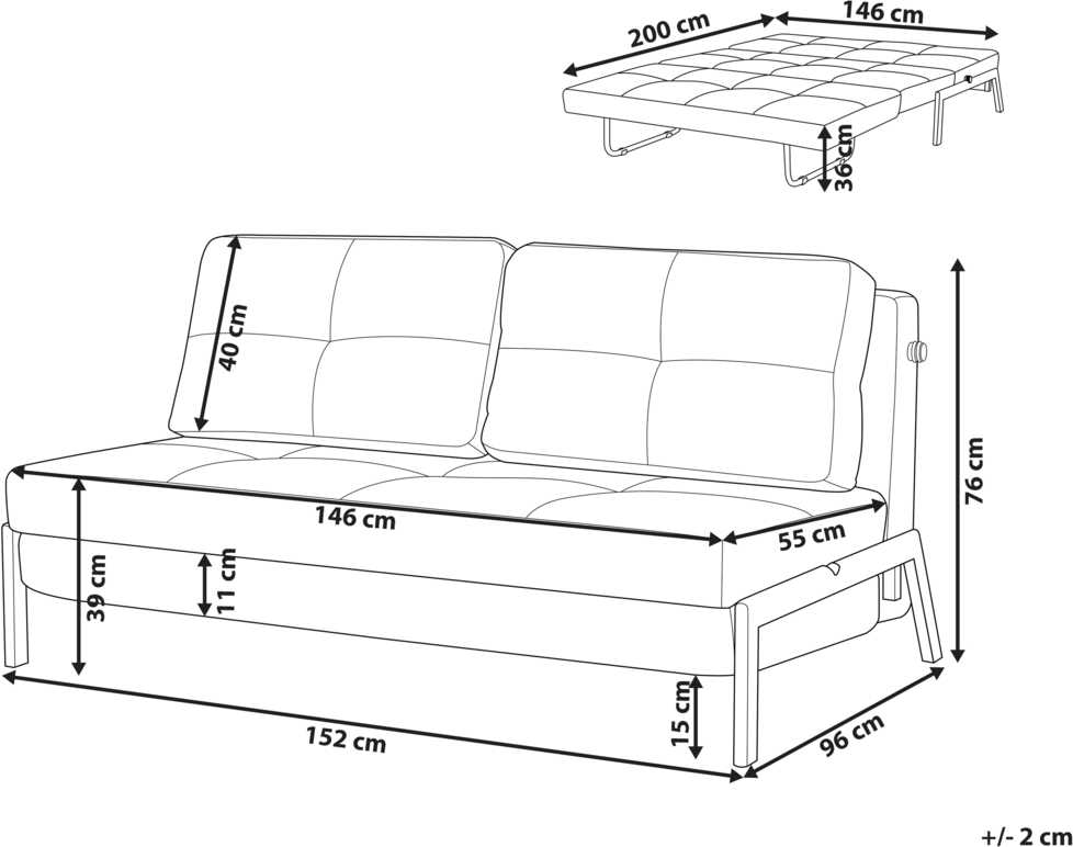 Beliani Dvivietė sofa lova EDLAND iš „Boucle“ audinio, balta